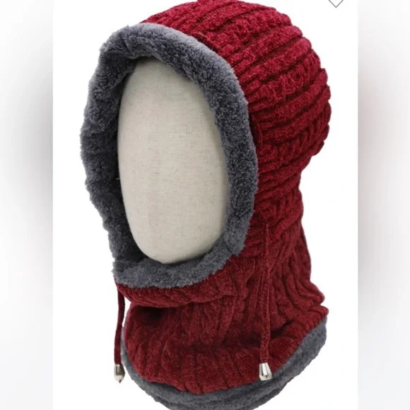 Chenille & Fleece Faux Fur Balaclava Hat Scarf - Picture 8 of 8